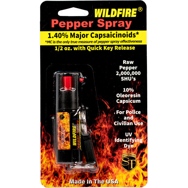 Wildfire 1.4% MC 1/2 oz pepper spray belt clip and quick release keychain