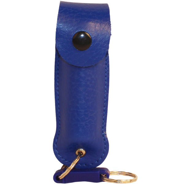 Wildfire 1.4% MC 1/2 oz pepper spray leatherette holster and quick release keychain blue