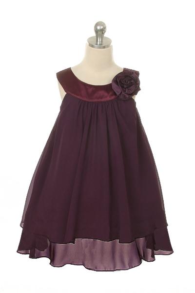 Dress - Chiffon Dress With Satin Neckline