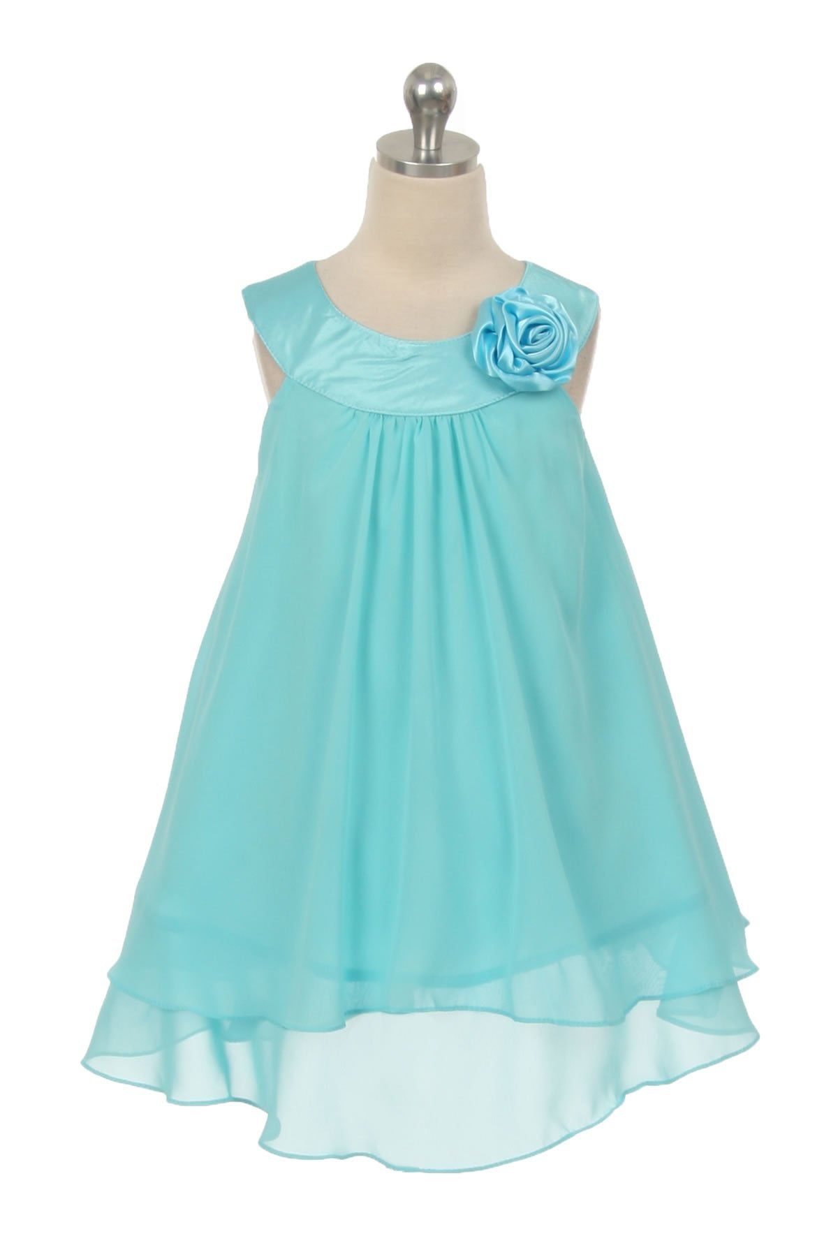 Dress - Chiffon Dress With Satin Neckline