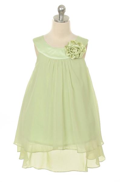 Dress - Chiffon Dress With Satin Neckline