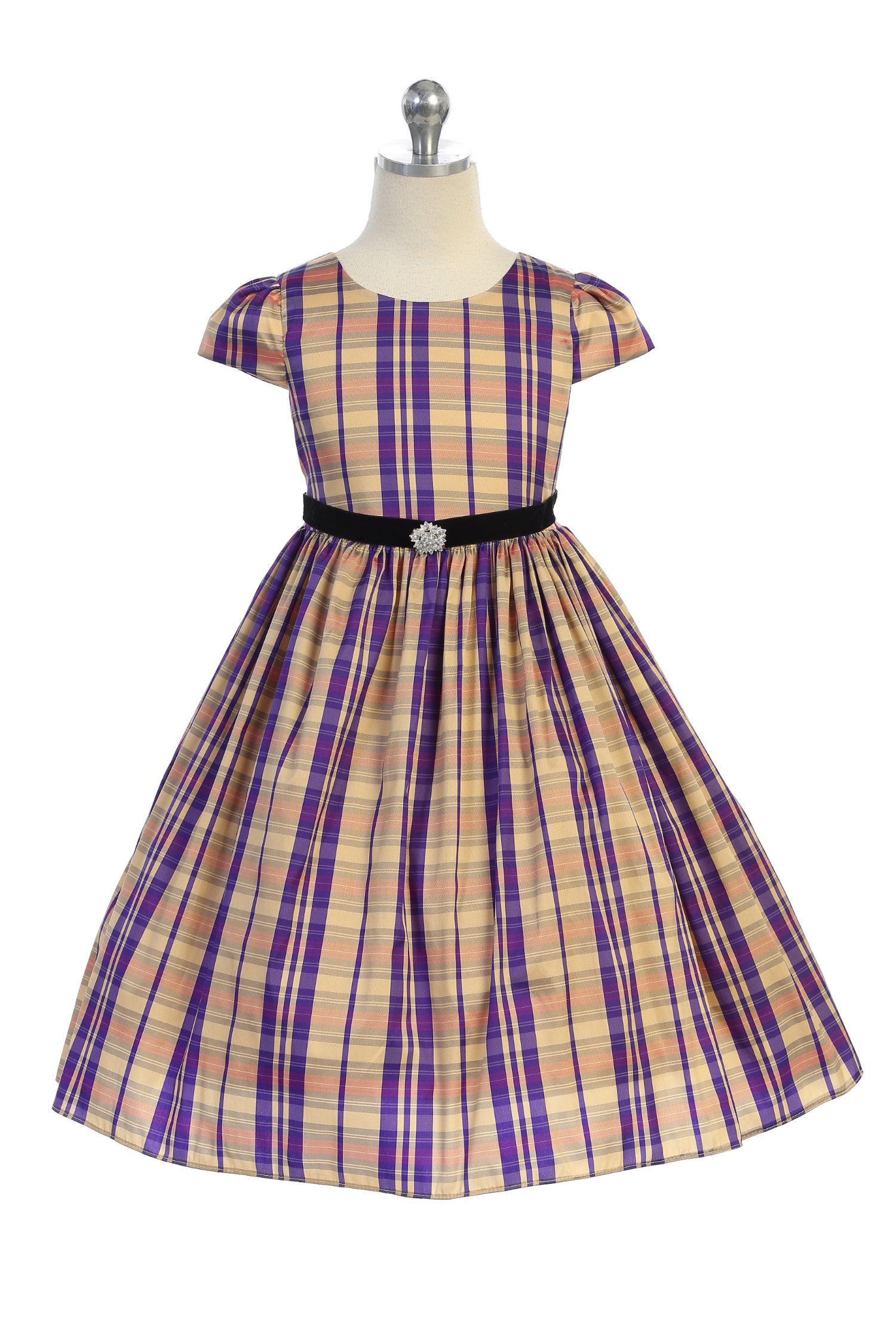 Dress - Classic Plaid Sleeve Plus Size Girl Dress