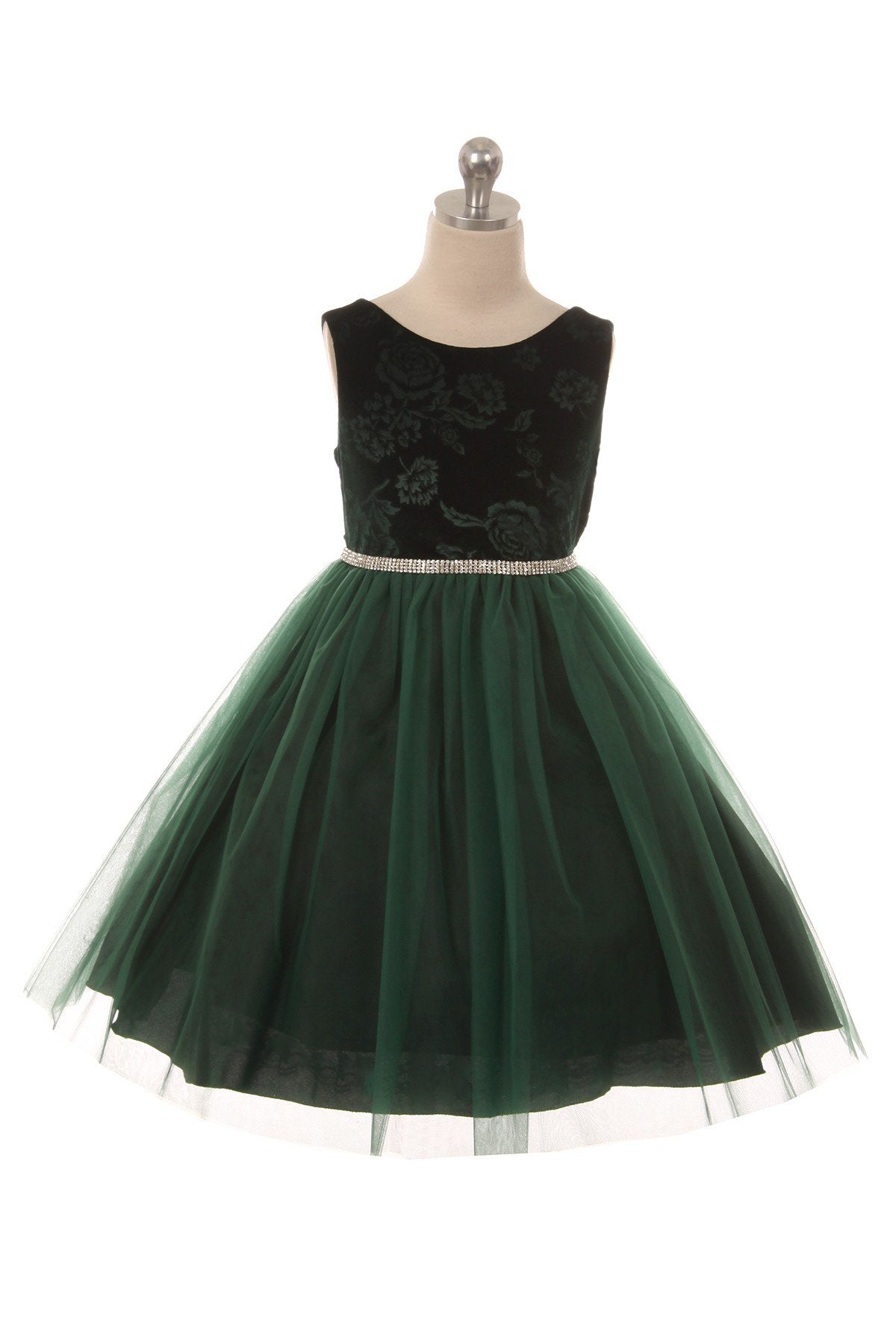 454+ Embossed Floral Velvet Tulle Plus Size Girl Dress