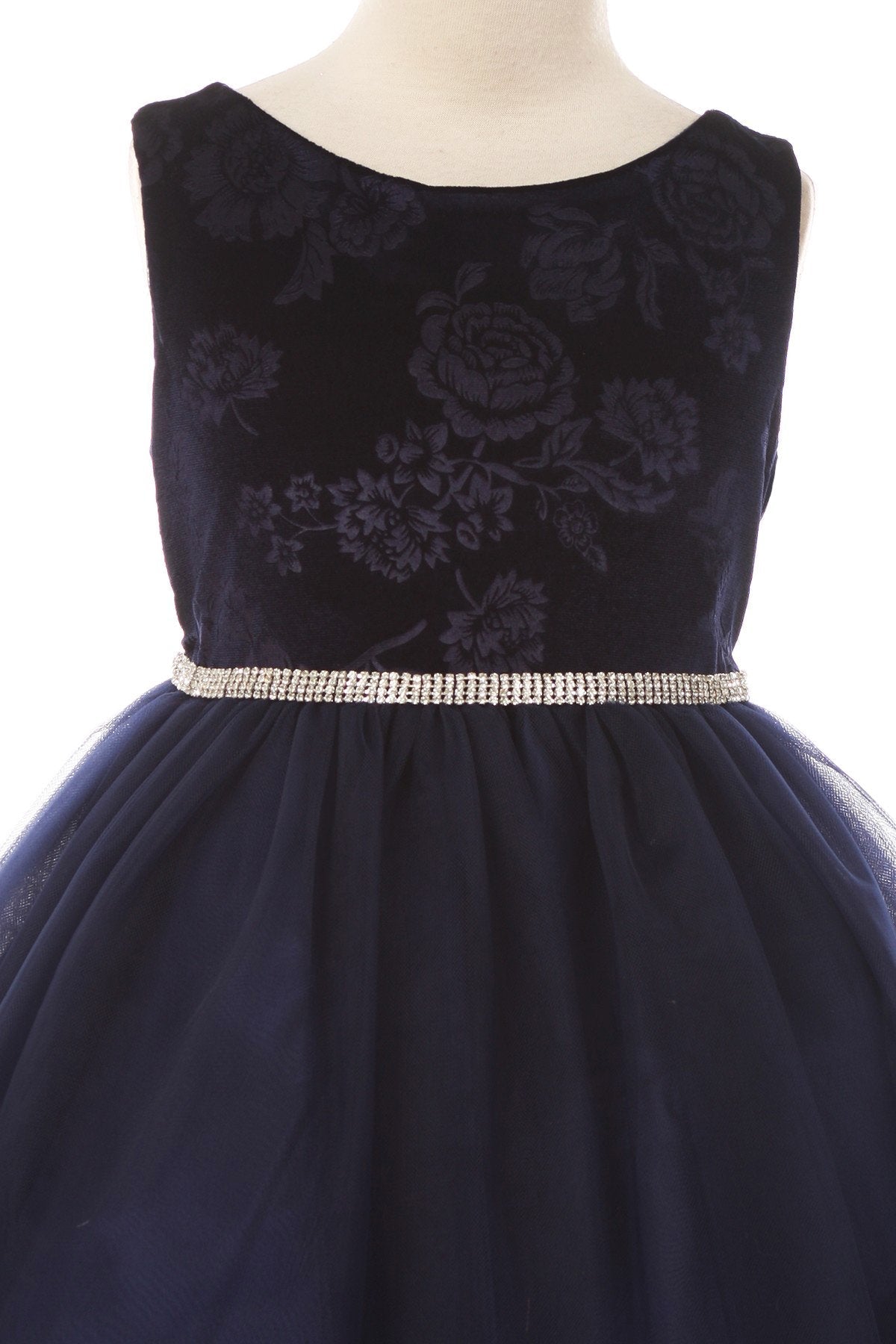 454+ Embossed Floral Velvet Tulle Plus Size Girl Dress