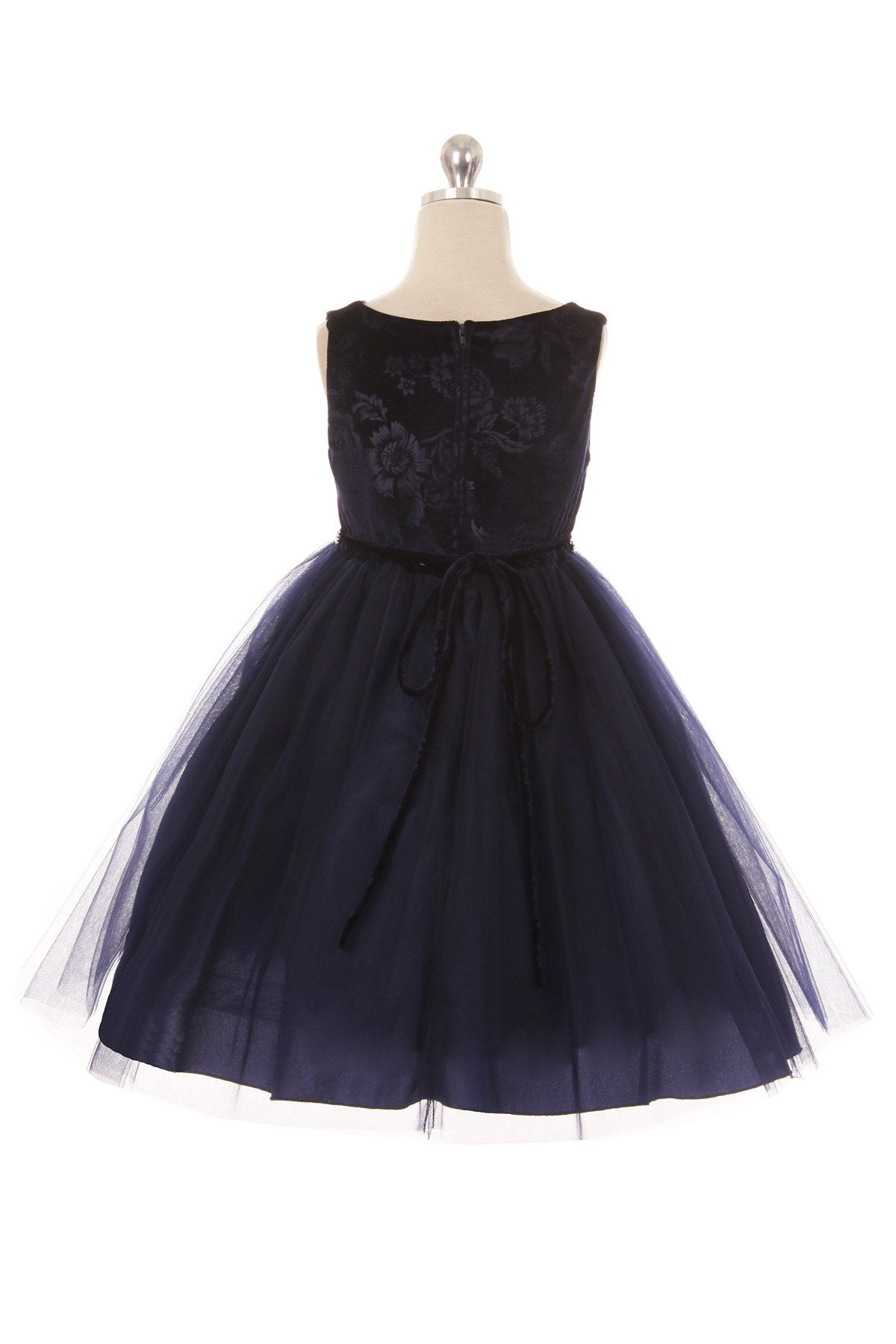 454+ Embossed Floral Velvet Tulle Plus Size Girl Dress