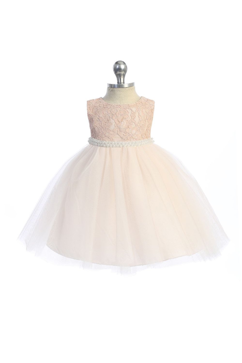 Dress - Lace Baby Dress W/ Thick Pearl Trim