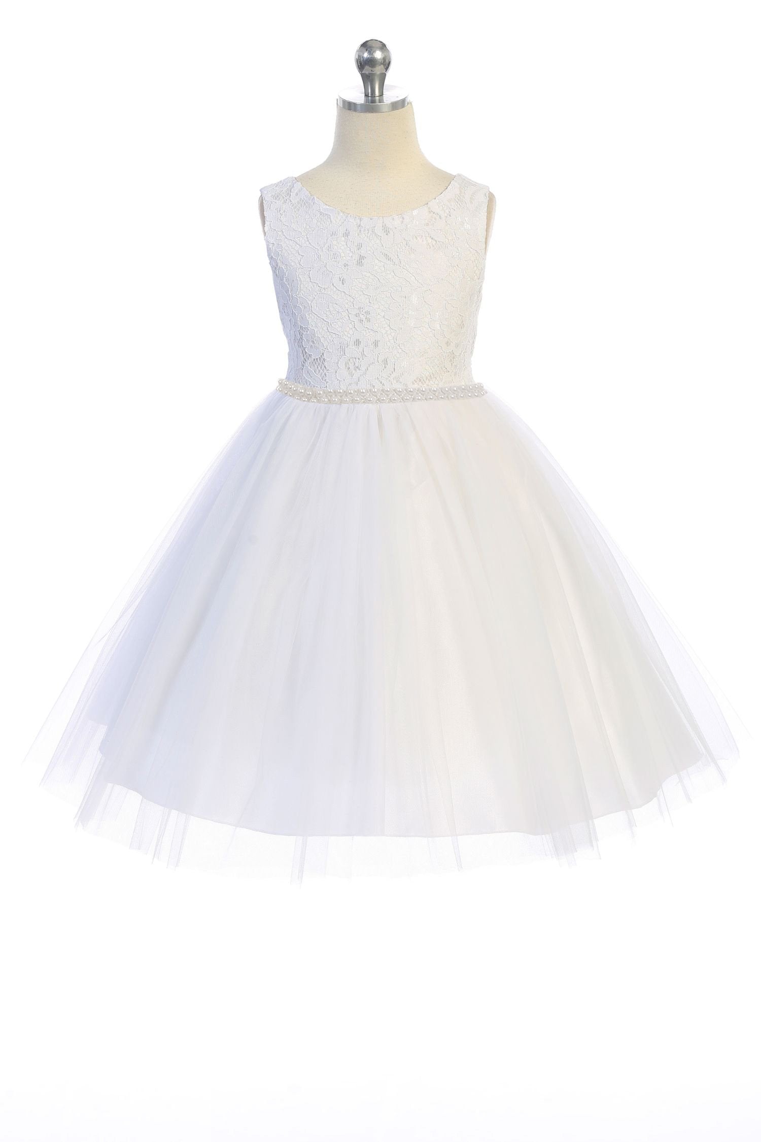 Dress - Lace Dress W/ Thick Pearl Trim