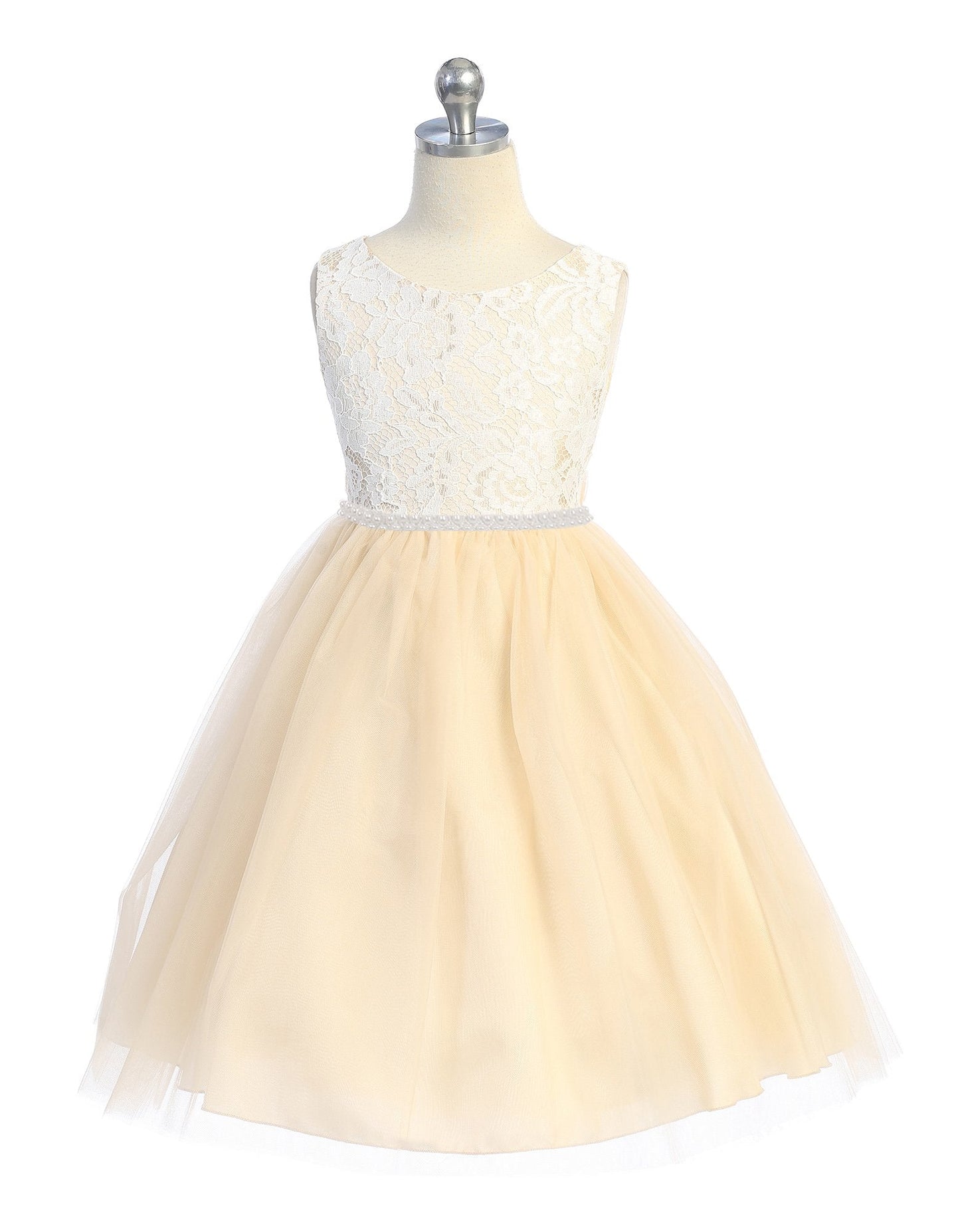 Dress - Lace Dress W/ Thick Pearl Trim