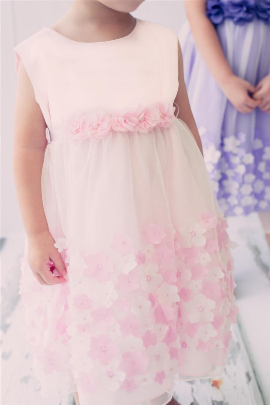 Dress - Mesh Dress W/ 3D Taffeta Flowers Baby Dress