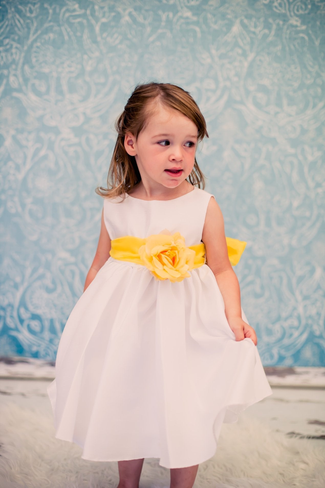 Dress - Poly Silk Organza Sash Classic Baby Dress (Ivory Dress)