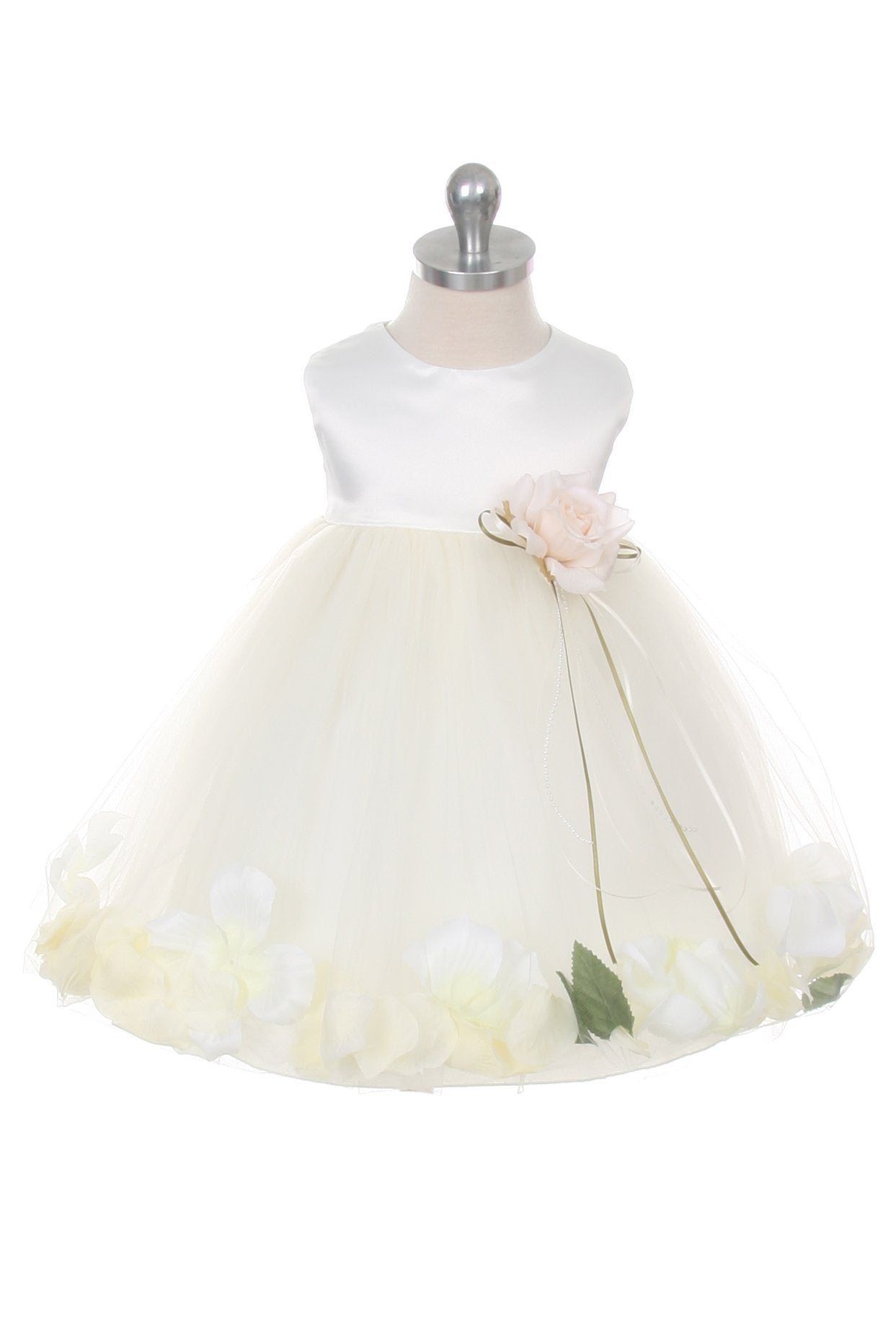 Dress - Satin Flower Petal Baby Dress (Ivory Dress)