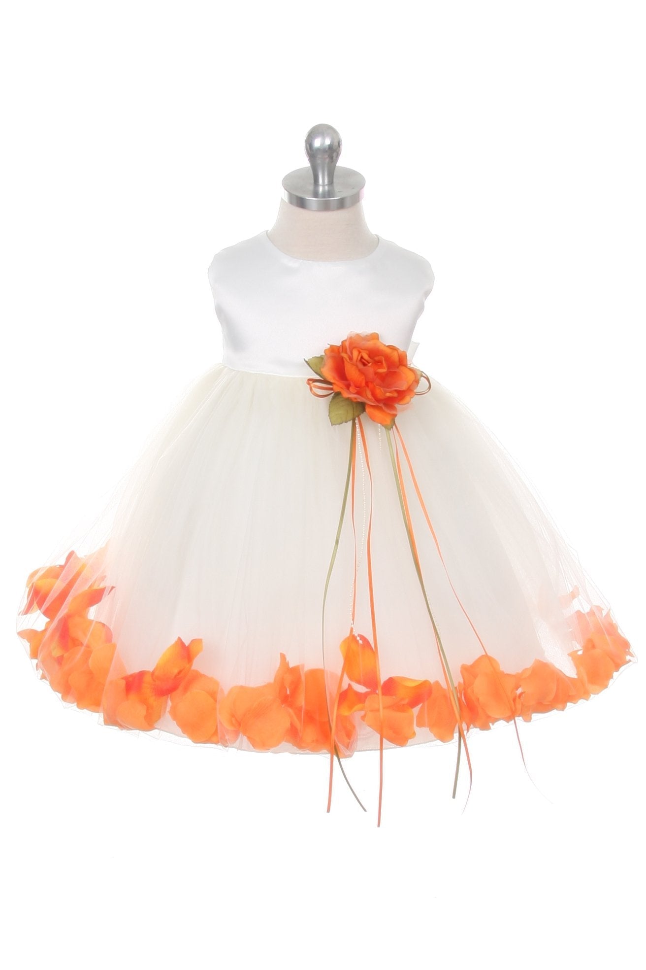 Dress - Satin Flower Petal Baby Dress (Ivory Dress)