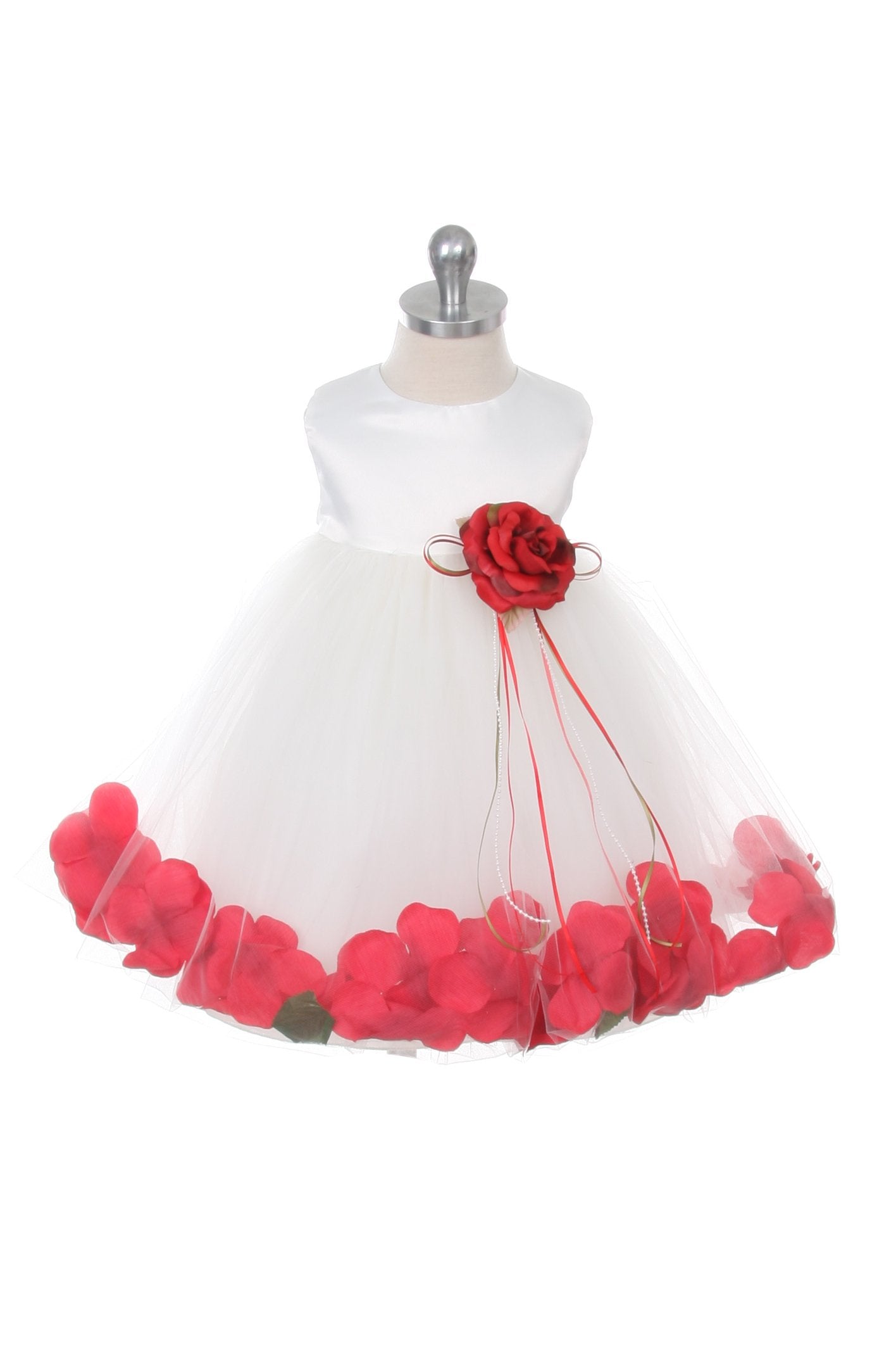 Dress - Satin Flower Petal Baby Dress (Ivory Dress)