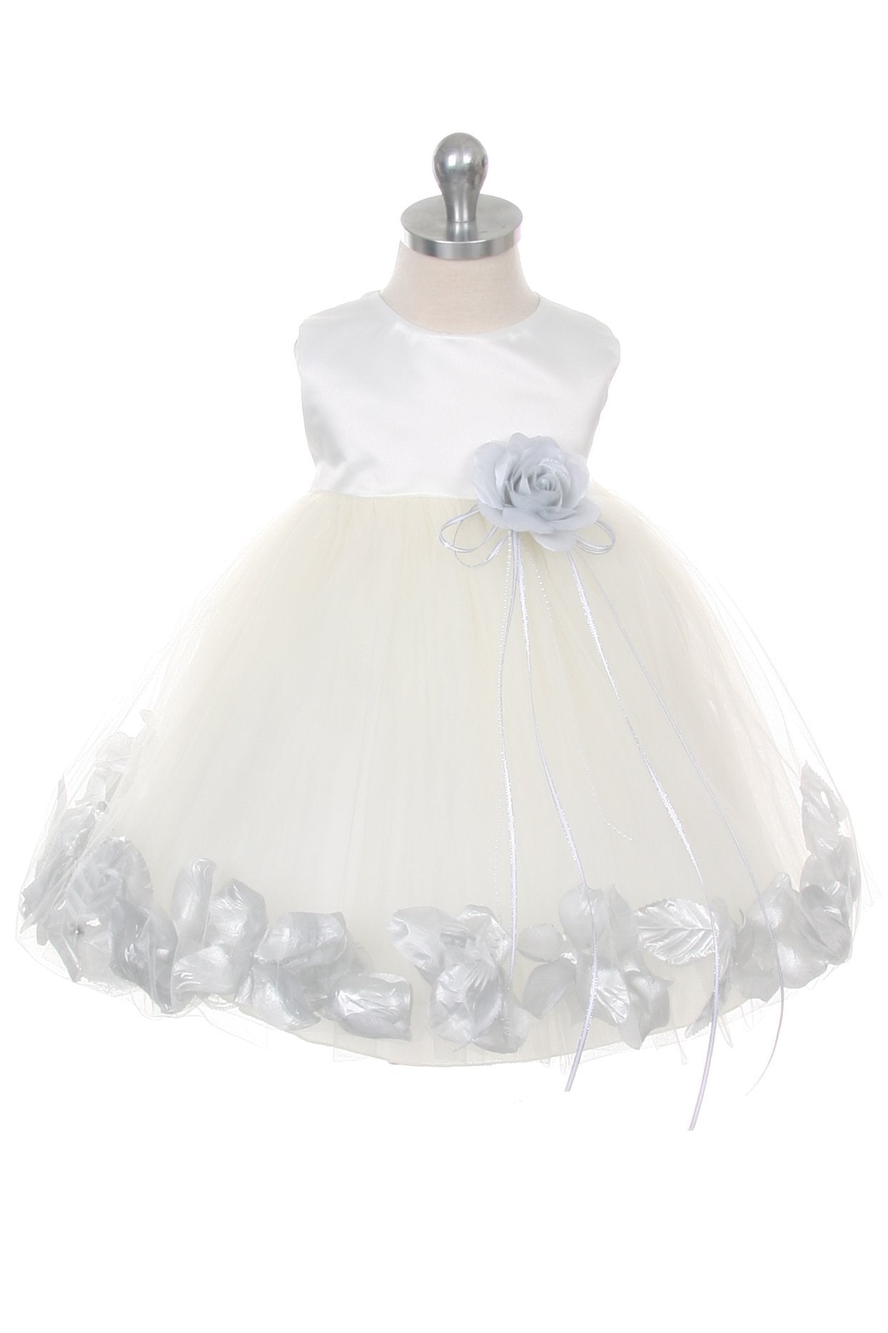 Dress - Satin Flower Petal Baby Dress (Ivory Dress)