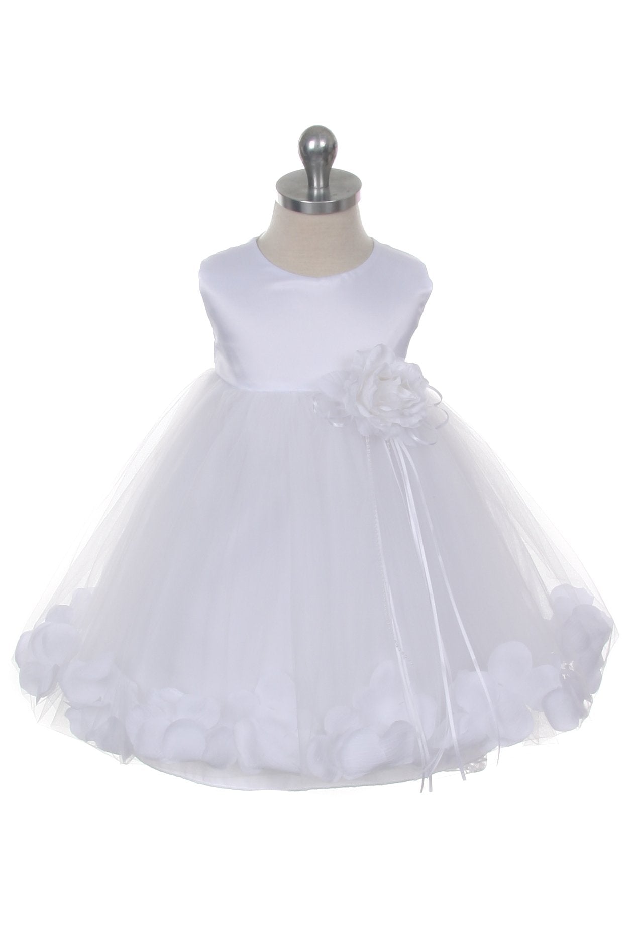 Dress - Satin Flower Petal Baby Dress (Ivory Dress)