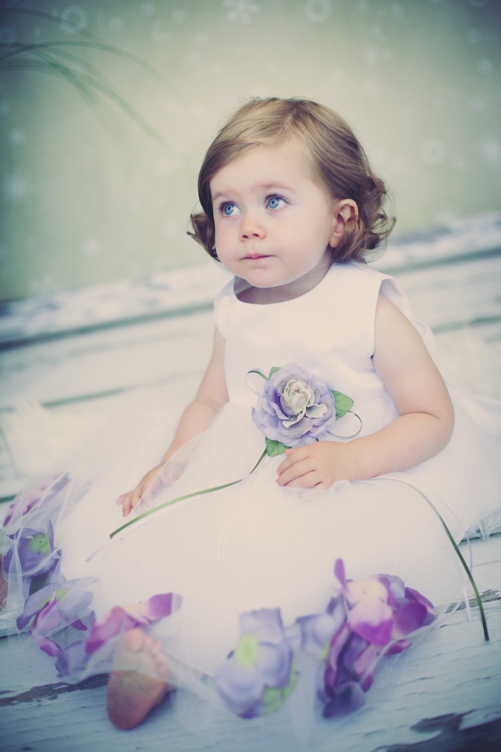 Dress - Satin Flower Petal Baby Dress (Ivory Dress)