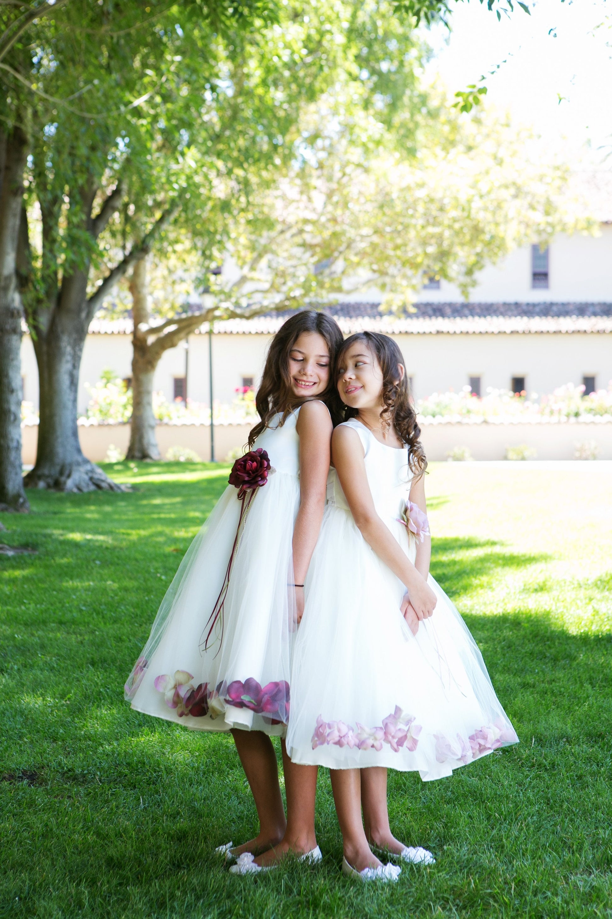 Dress - Satin Flower Petal Girl Dress (White Dress)