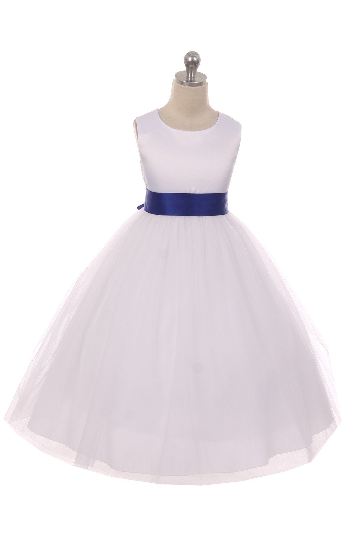 Dress - Satin Sash Bow Girl Dress (Ivory Dress)