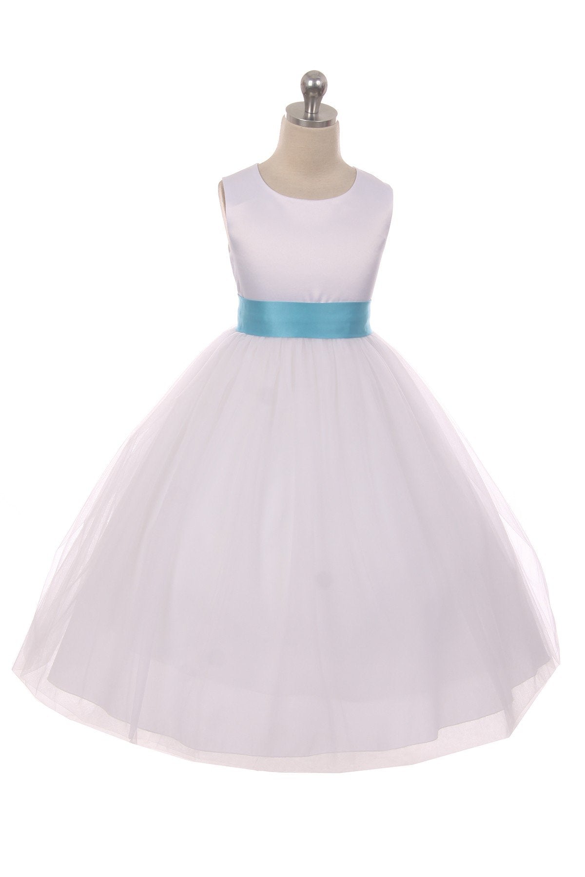 Dress - Satin Sash Bow Girl Dress (Ivory Dress)