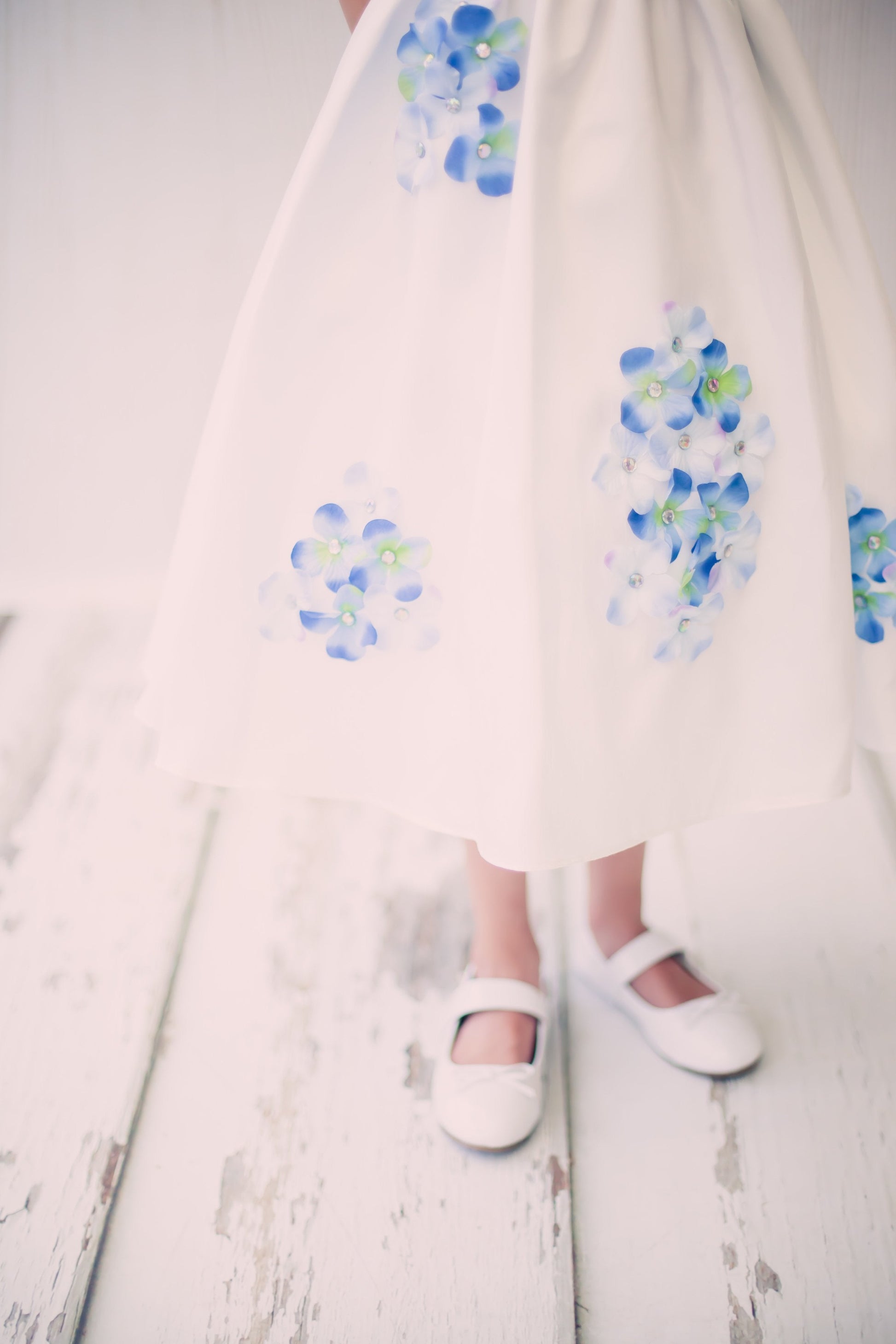 Dress - Shantung Dress Decorated With Flower Petals