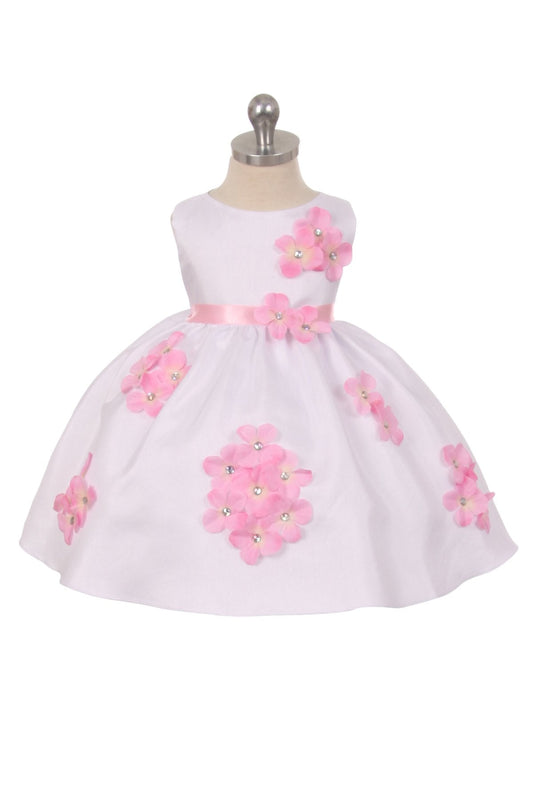 Dress - Shantung Dress Flower Petals Baby Dress