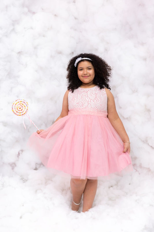 Dress - Stretch Lace Tulle Plus Size Girl Dress