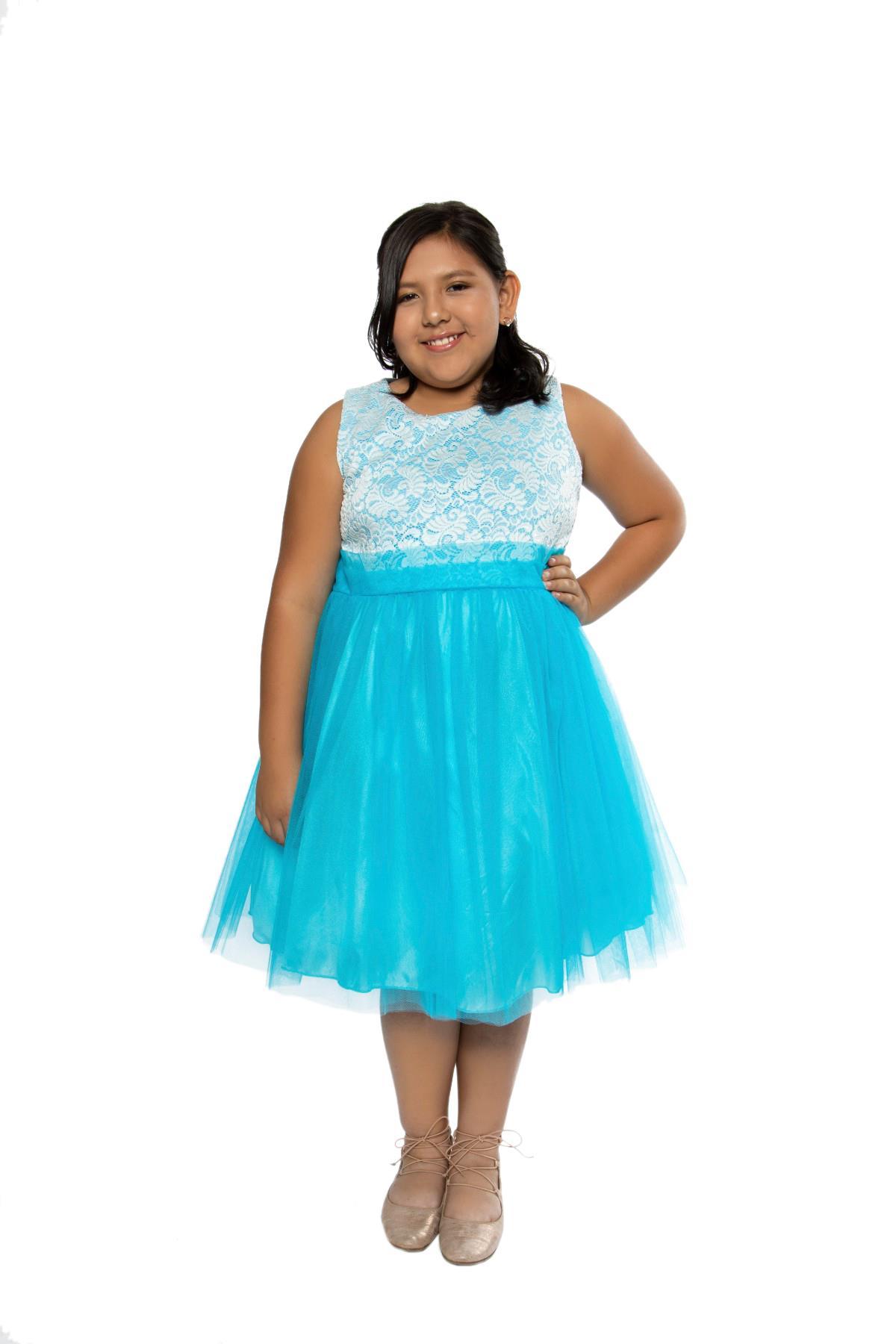 Dress - Stretch Lace Tulle Plus Size Girl Dress