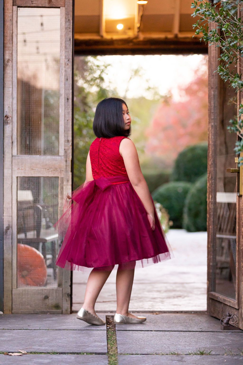Dress - Stretch Lace Tulle Velvet Trim Plus Size Girl Dress