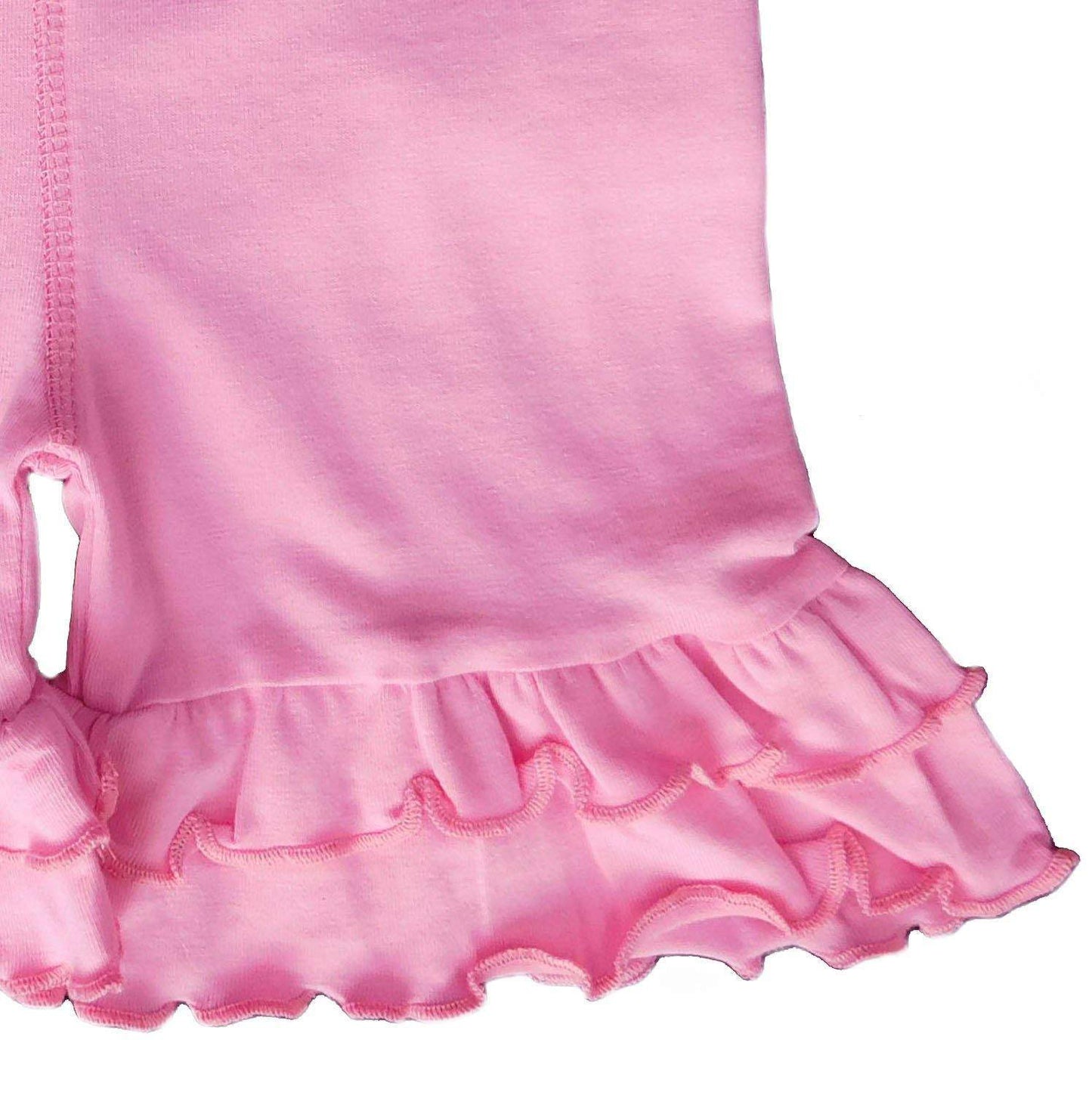 Pink Stretch Cotton Knit Ruffled Shorts 4-8Y-AnnLoren-4-5T,6,7-8,ANNLOREN,Pink,Shorts,Spring & Summer,Spring & Summer 2020