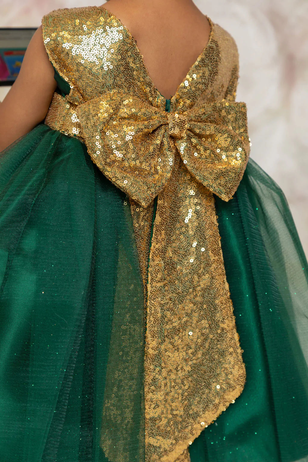 Gold Sequin V Back Baby Dress