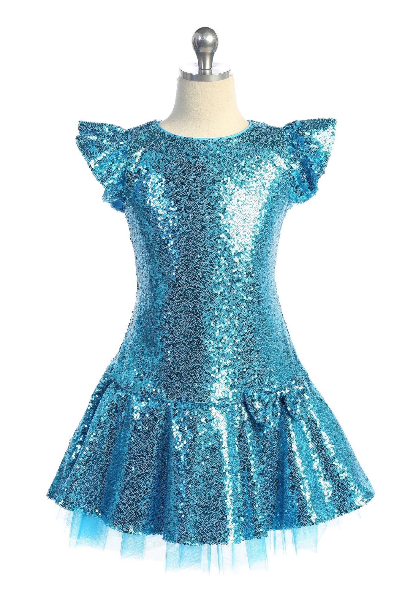 Sequin Ruffle Sleeve Tutu Plus Size Dress